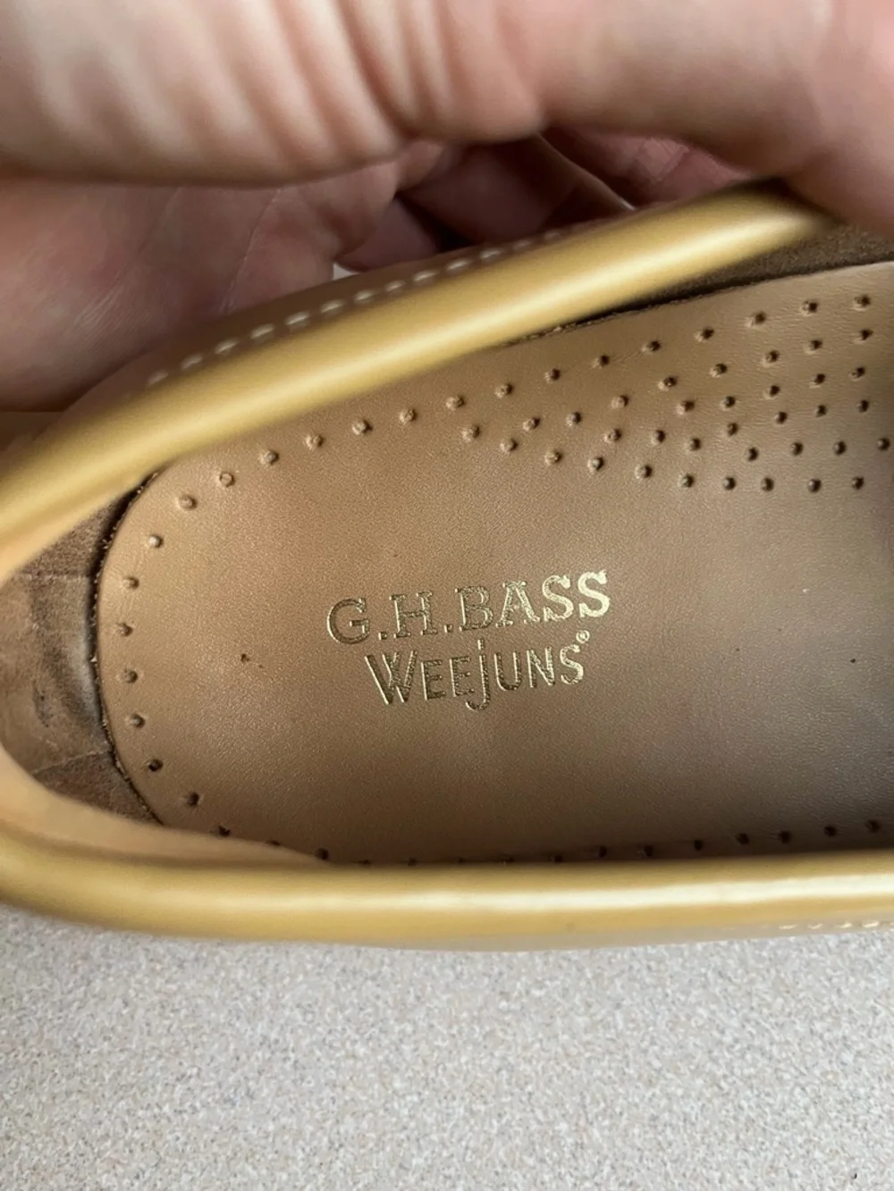 G.H. Bass & Co. Two-Tone Cream and Tan Leather Penny Loafers